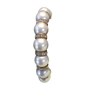 👗5/$25 - Gold Tone Faux Pearl & Rhinestone Beaded Stretch Bracelet